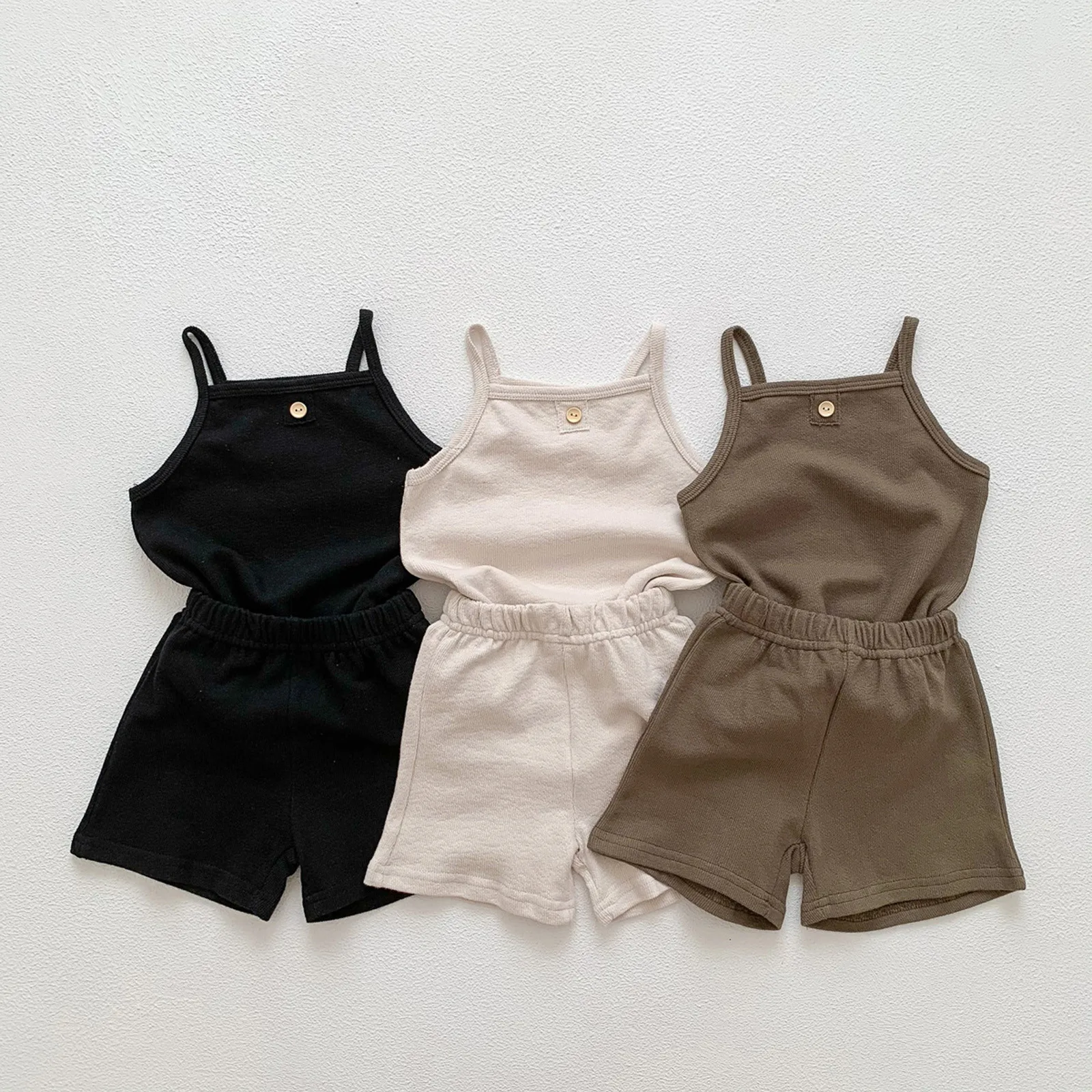 Newborn Infant Baby Girls Spring Summer Solid Sleeveless Vest Sleepwear Outfits Pajamas Girl Baby Outfit Girls Clothes Teens