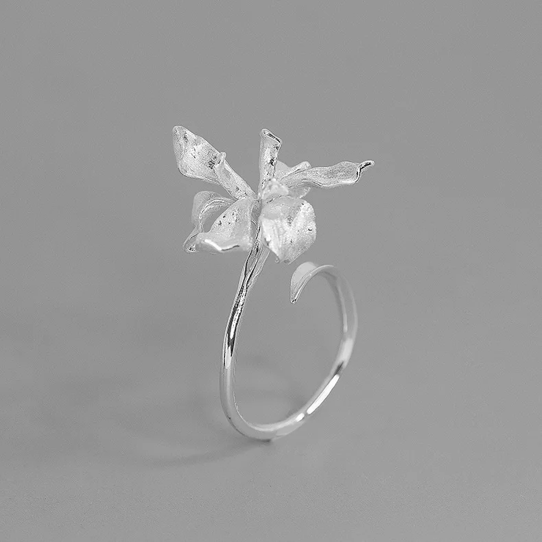 

Original Design Elegant S925 Full Body Silver Iris Ring Women's Open End Ring