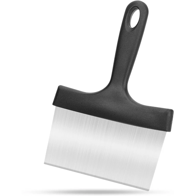 Raspador de plancha, raspador de parrilla superior plano de acero inoxidable con mango de 5 ", herramienta raspadora de alimentos resistente, herramientas para barbacoa al aire libre