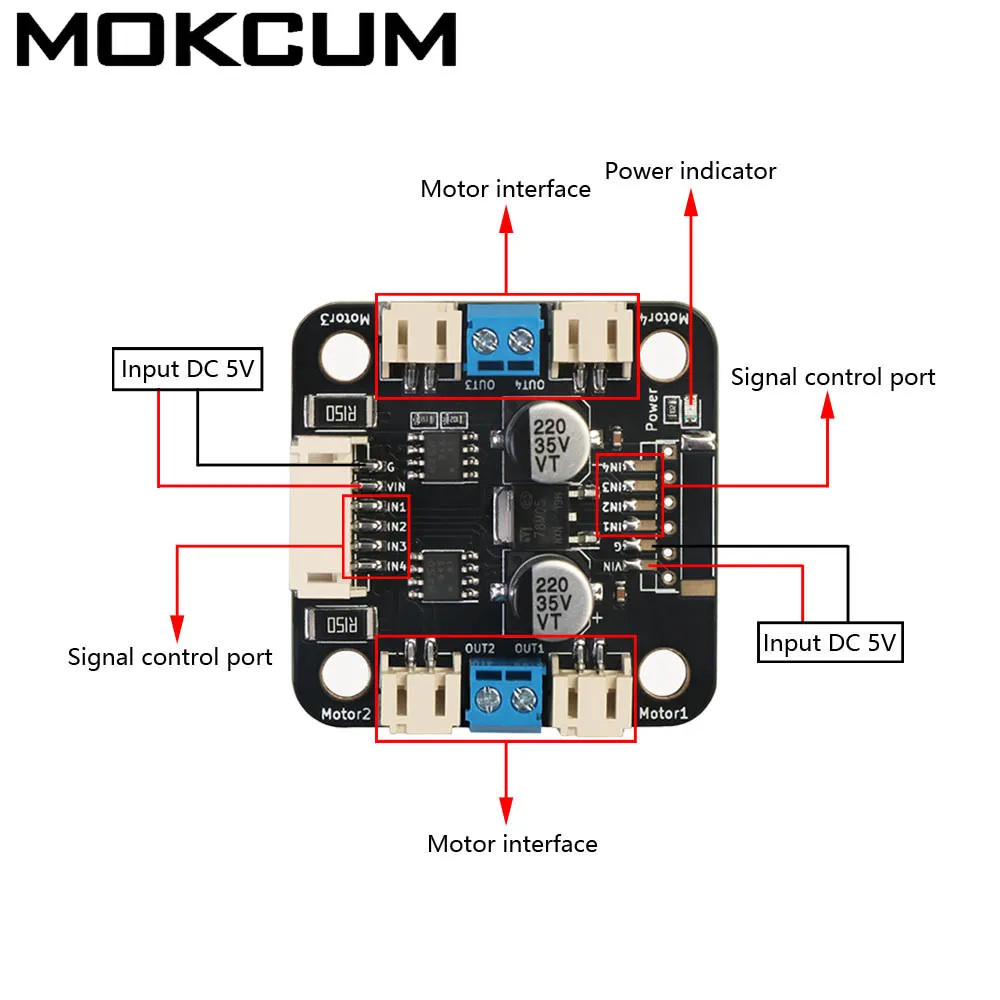 Modulo Driver A Doppio Motore Dc L298N Ph2.0 Controller Motore Passo-Passo Programmabile Per Robot/Smart Car 5V