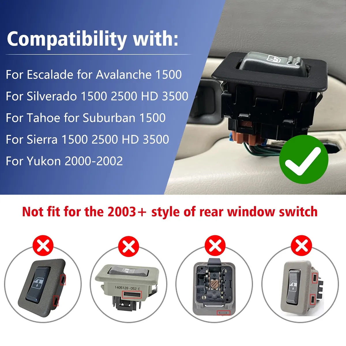 자동차 뒷 창문 스위치 트림 수리 고정 커버 패널 블랙 에스컬레이드 유콘 타호 실버라도 2000 2001 2002