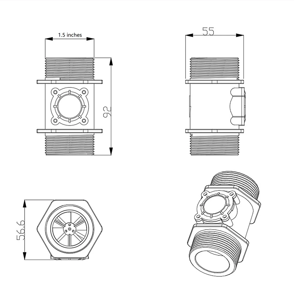 나일론 작동 전압 DC V DN 연결 전압 유량 센서, 절연 저항, 수압 저항