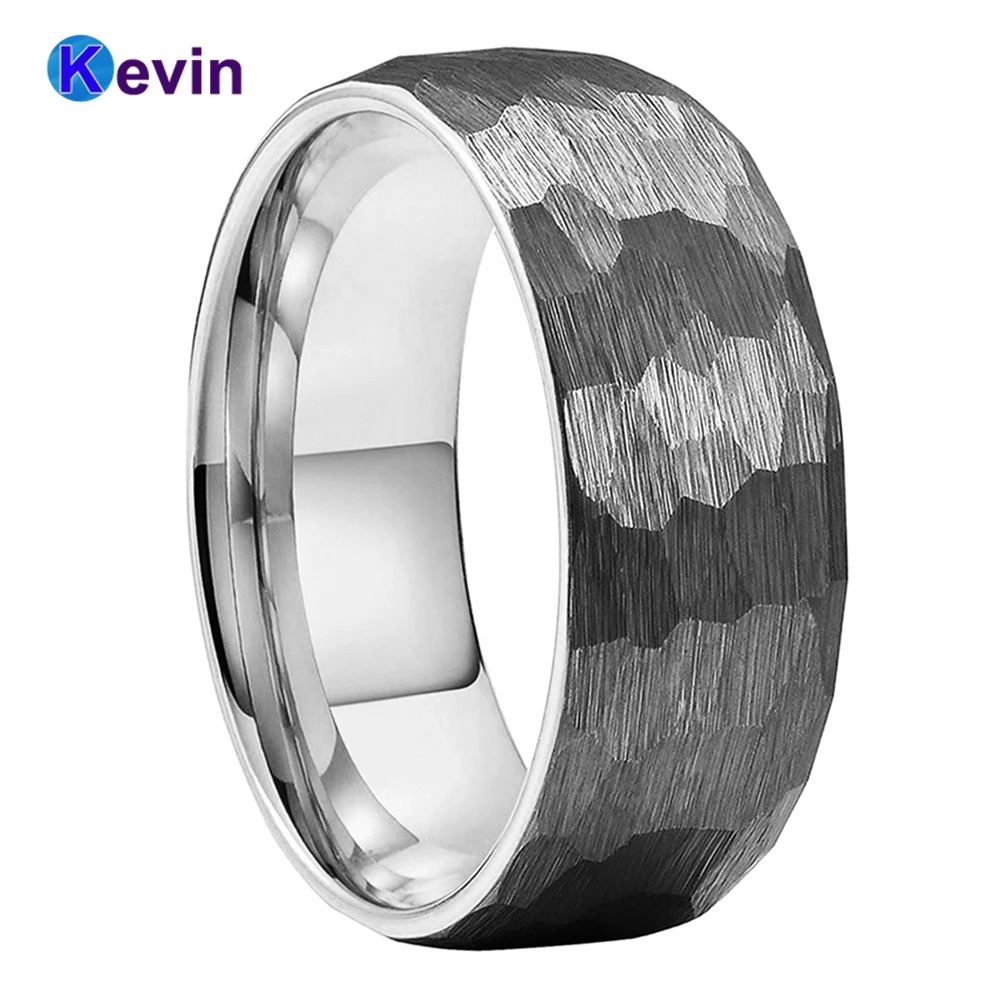 Original Color Tungsten Ring Hammer Wedding Band For Men Women Multi