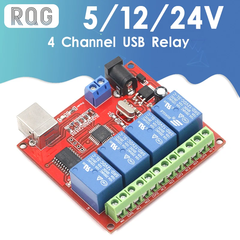 5V 12V 24V 4 Channel USB Relay Control Switch Programmable Computer Control For Smart Home PC