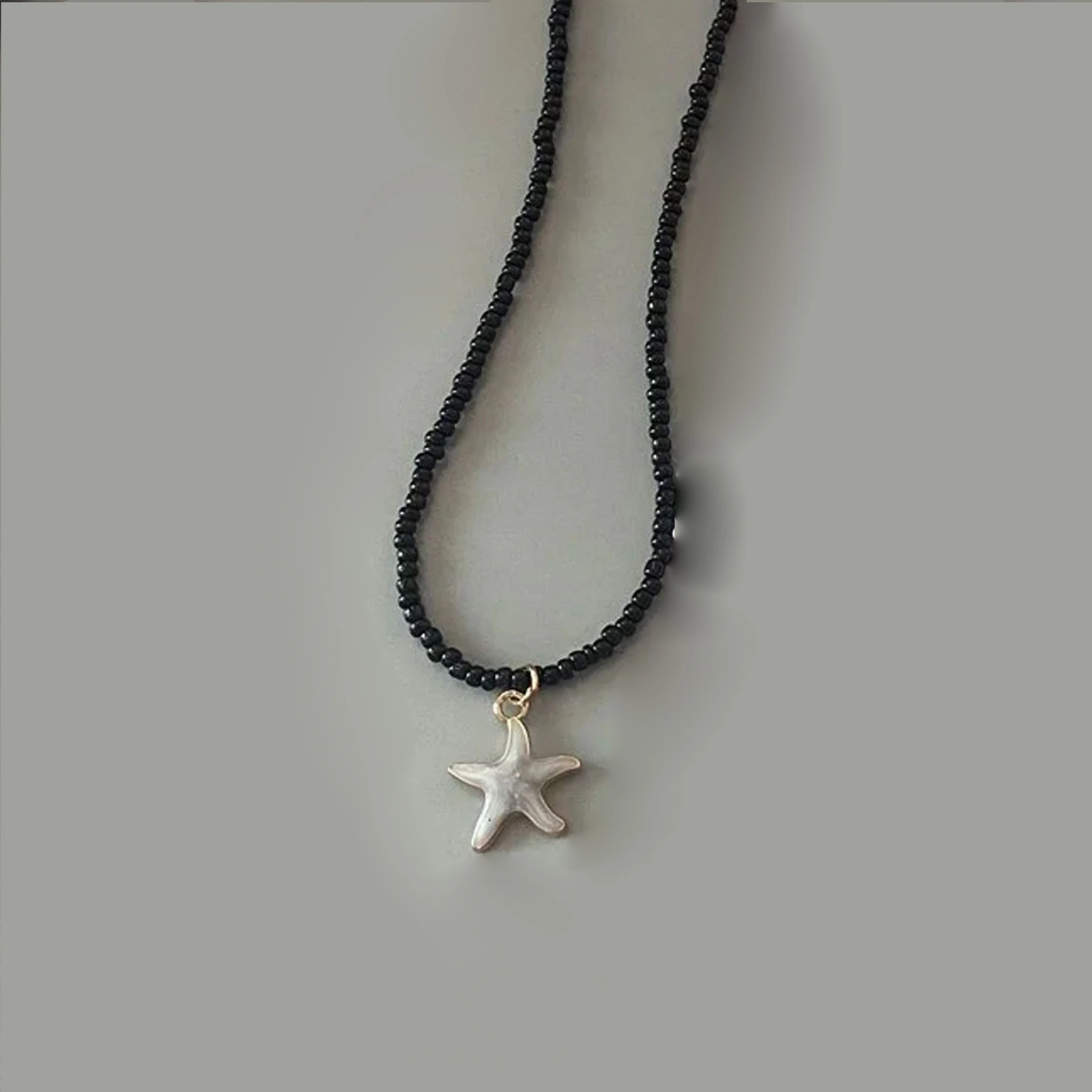 Bohemia Handmade Weave Beads Star Choker Neckalce for Women Girls Spring Summer Cute Romantic Starfish Short Neck Jewelry Gifts
