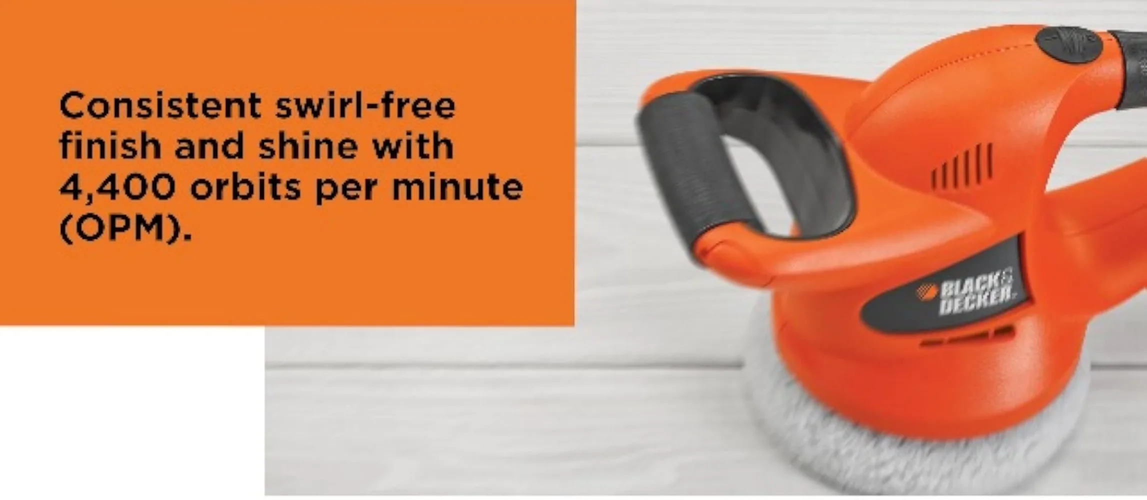 BLACK+DECKER Polisher, 6 inch, 2 Handle Grip, Swappable Wool or