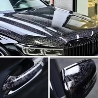 Autocollant de voiture auto-adhésif en Fiber de carbone forgé au Laser brillant, Film de carbone en vinyle brillant pour décalcomanie de voiture 2