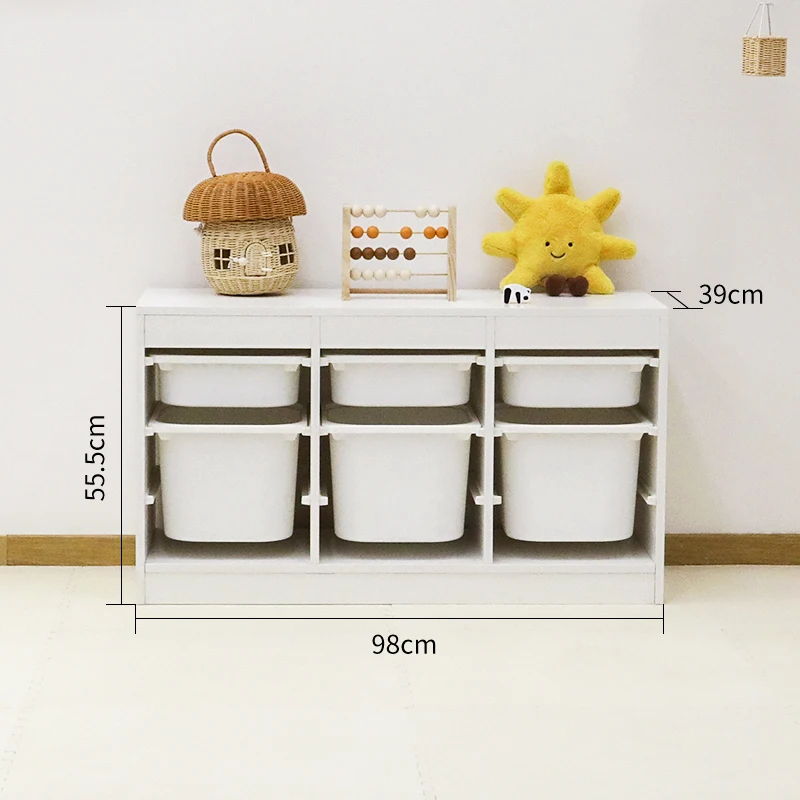 Multifunction White Storage Drawer Cabinet Sets For Bedroom Children Toy Books Storage Wood Furniture 3Layers