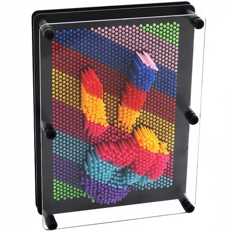 Frame with the clone metal pins formed into a peace sign hand with multi colors