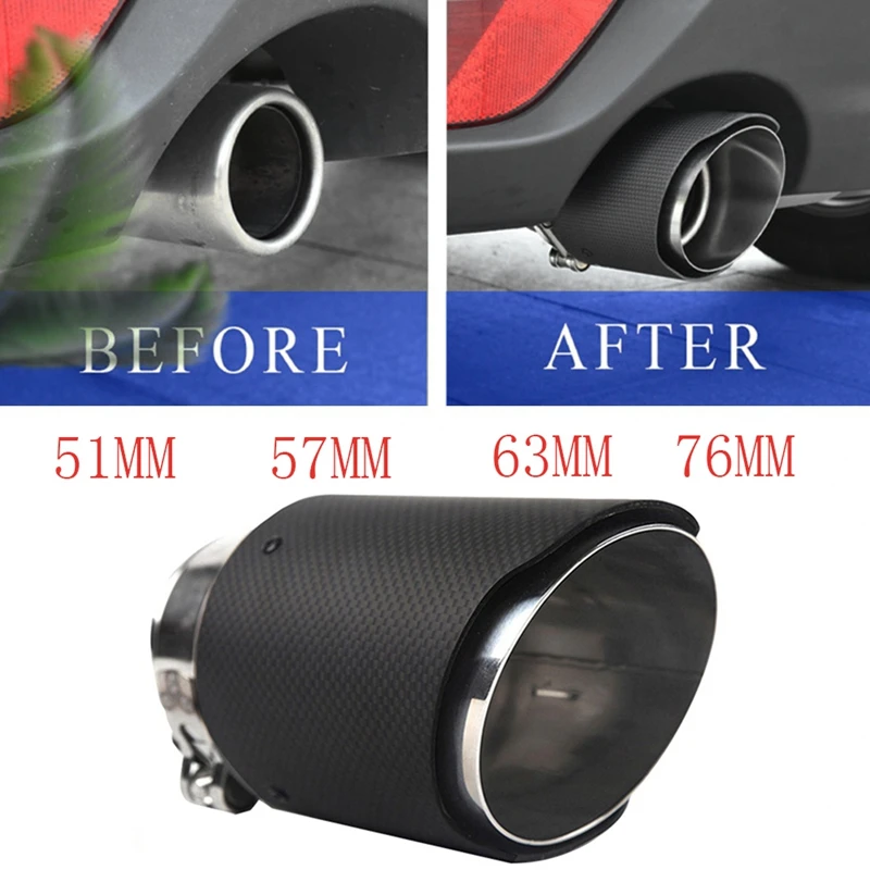 1PCCarbonFiberUniversalCarStainlessSteelExhaustTipEndMuffler