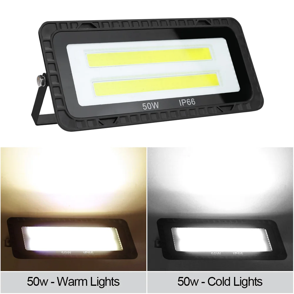 LED 투광 조명, AC 220V 200W 100W 50W IP66 방수 야외 정원 벽 조명 프로젝터, 조경 스포트라이트 COB 투광 조명