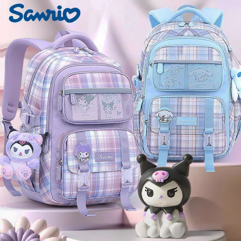 

Cute Sanrio Schoolbags Cinnamoroll Kuromi Cartoon Kawaii Student Large Capacity Books Stationery Shoulder Bag Toys Girls Gifts