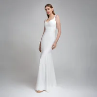Simple Wedding Dress Mermaid 2024 Spaghetti Strap Sexy V-Neck Backless Long Bridal Gowns Custom Made Vestido De Novia 1