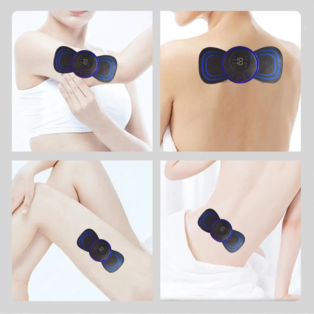Mini Rechargeable Neck Massager Portable Electric Neck Massage Cervical Massage Patch 8 Modes 19 Level