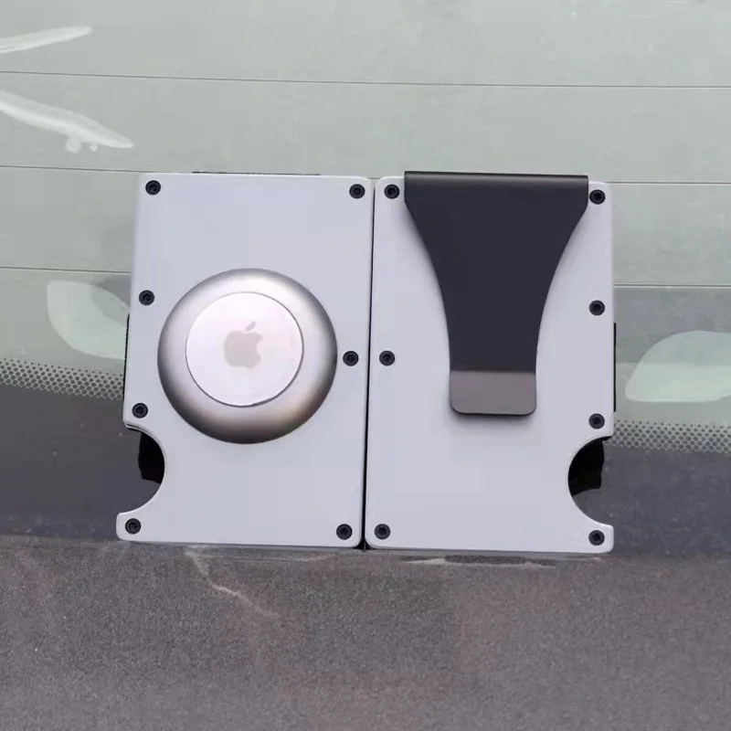 Airtag Fermasoldi Porta Carte Sottile Da Uomo Portafoglio Sottile Custodia In Lega Di Alluminio Maschio Con Tracker Air Tag Designer Di Lusso Rfid Tar