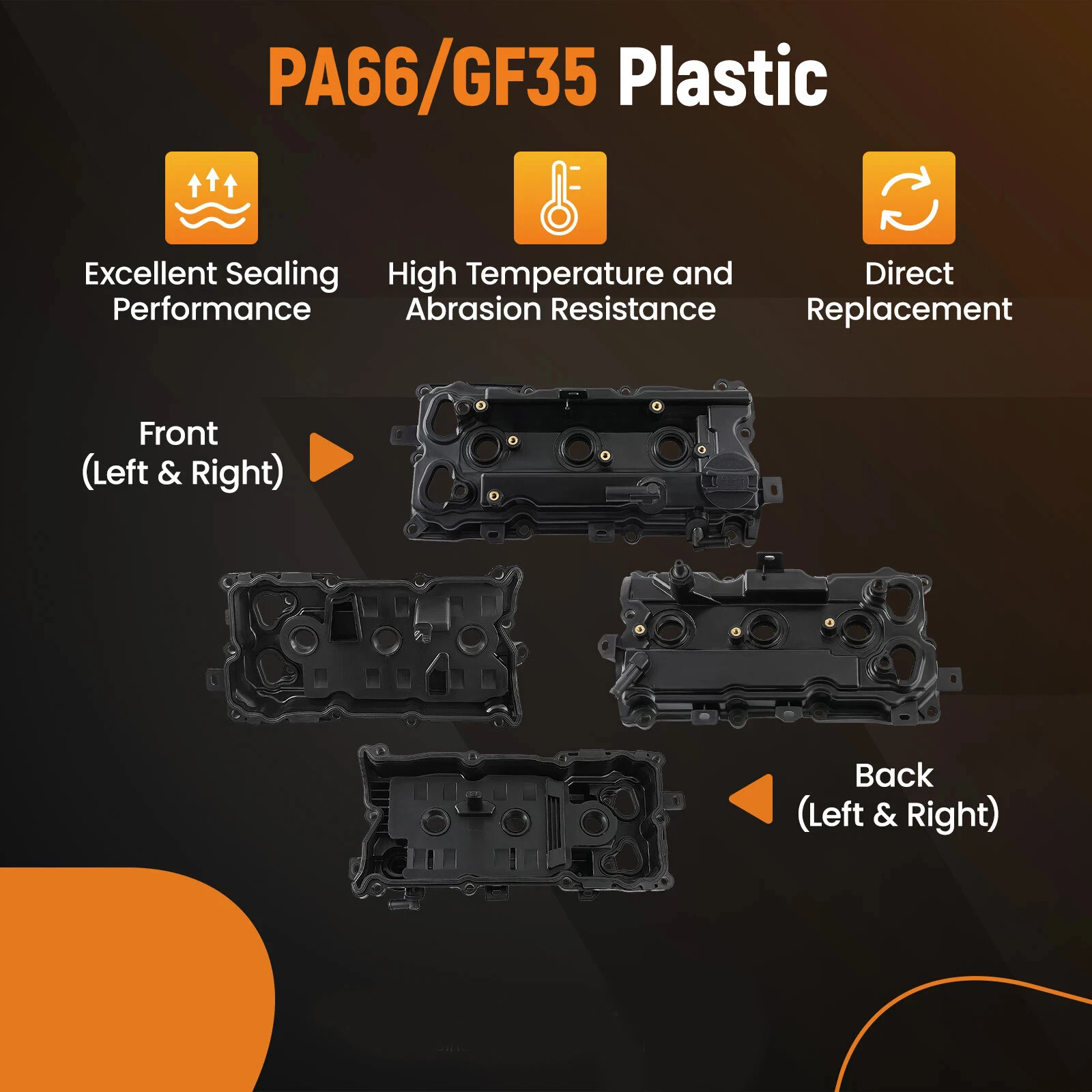 2pcs Valve Covers Set W/Gasket Screw Oil Cap Camshaft Rocker Cover Wear Resist for Nissan Maxima 2009-2020 Murano 3.5L 2015-2020