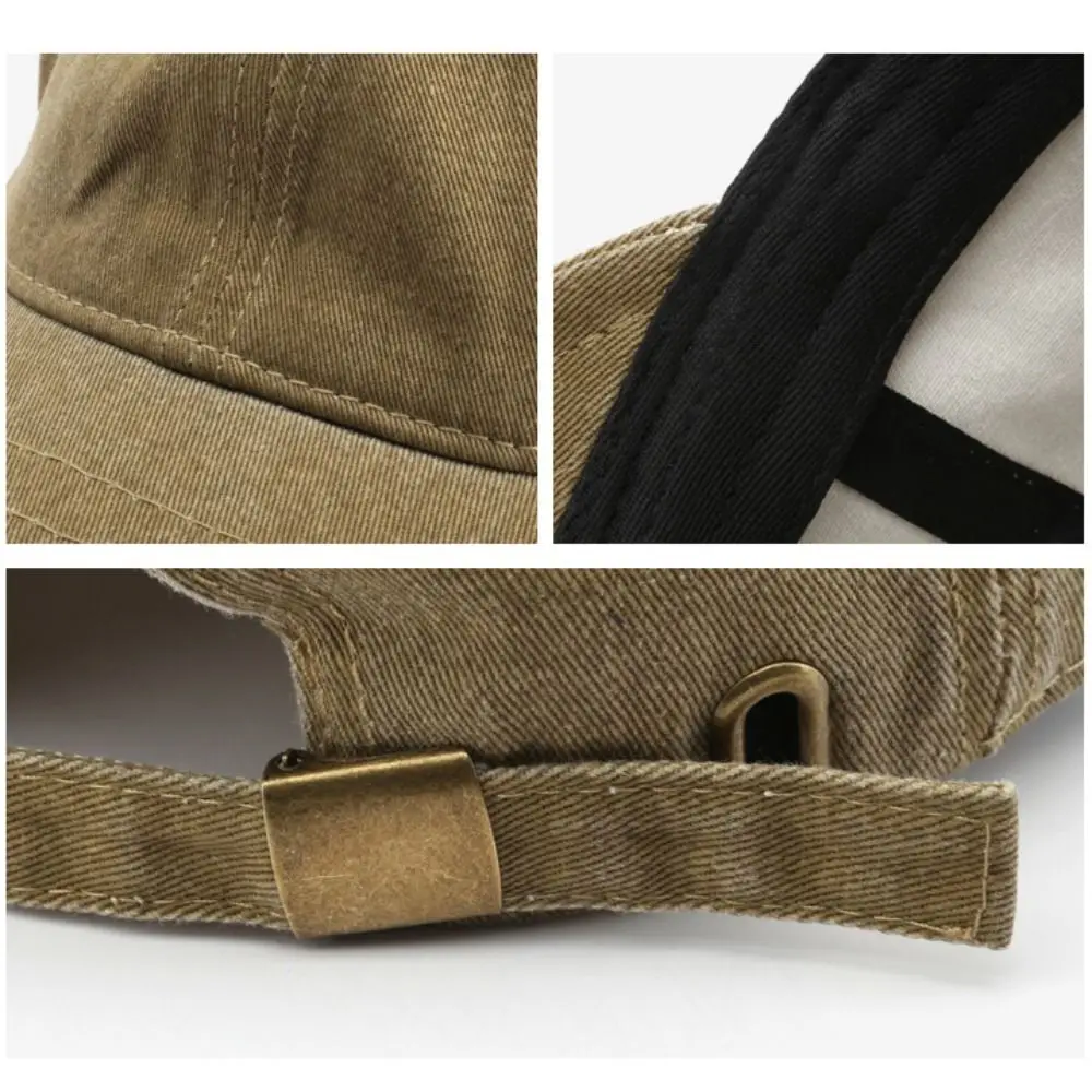 Fashion Short brim Baseball Cap Adjustable Washed Cotton Peaked Cap Solid Color Bucket Panama Cap Summer