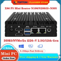 Topton X86 P5 2x i226-V 2.5G Fanless Mini PC Firewall Router 12th Gen Intel i3-N305 N100 DDR5 4800MHz 2x HDMI2.1 Proxmox Server 2