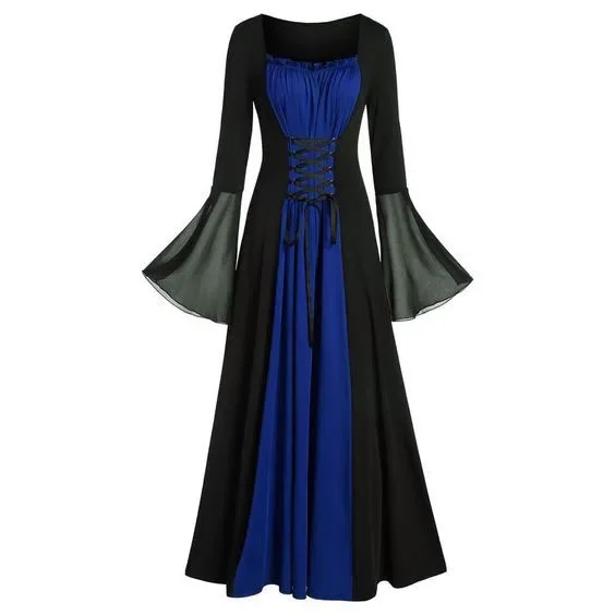 Halloween Medieval Renaissance Vampire Dress for Women Vintage Cosplay Pirate Costume Witch Carnival Party