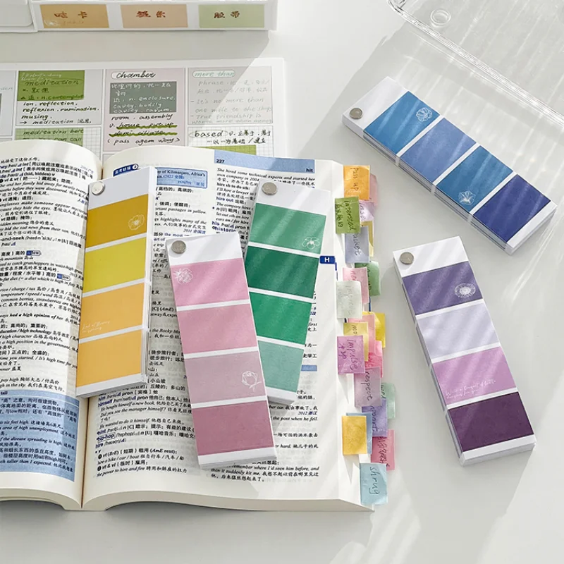 40 Sheets Memo Pad Morandi Label Sticker Self-Adhesive Notes Index Sticker DIY Scrapbooking Notepad Classify Marks Supplies