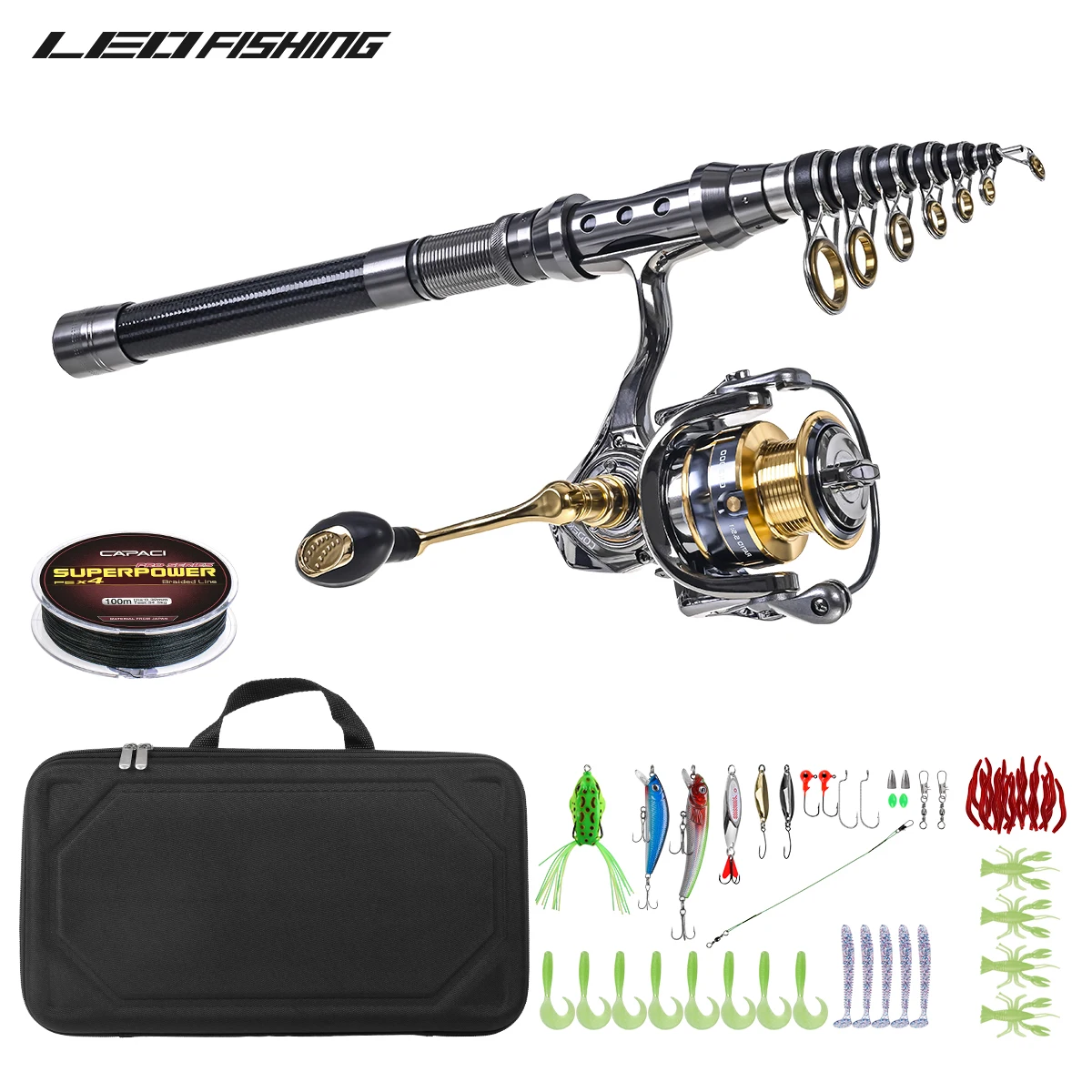 LEOFISHING Spinning Fishing Rod and Reel Combos Set with Full Kits and  Carrier Case for Travel Salt and Fresh Water - AliExpress