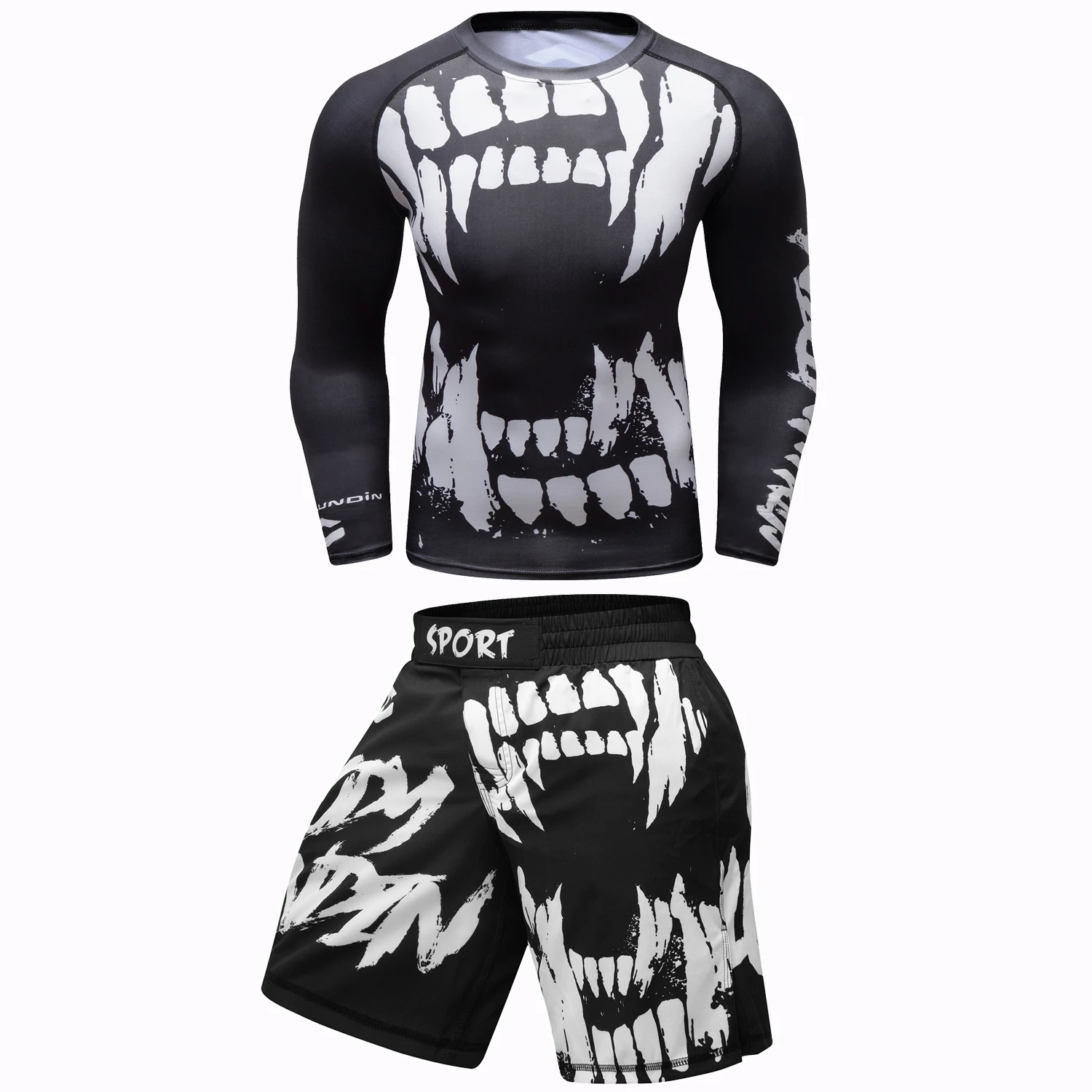 MMA Compression Jiu Jitsu T-Shirt Bjj Rashguard Men kickboxing Sportsuit MMA T-shirt Muay Thai Shorts Boxing Set Rash Guard sports apparel mens t shirt
