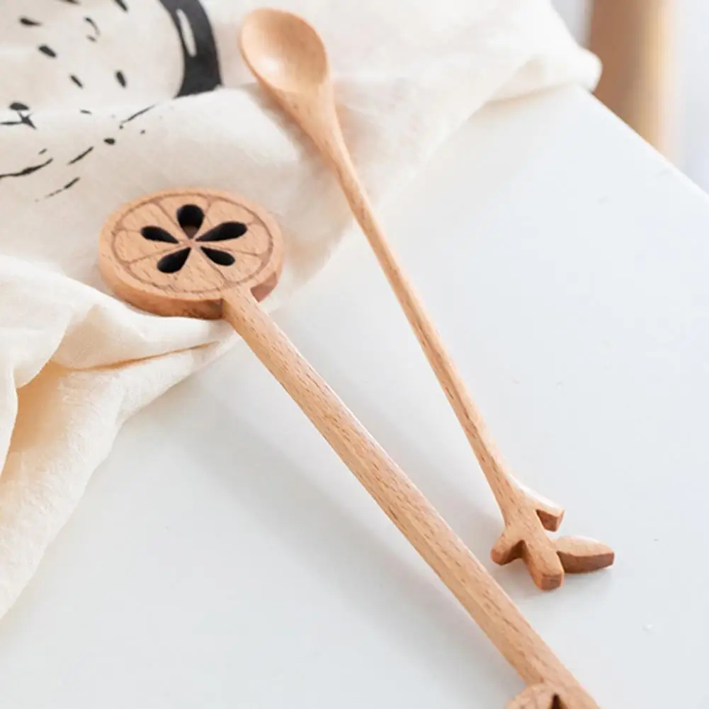 Lightweight Good Wooden Twig Shaped Mixing Spoon 2 Styles Stirring Spoon BPA Free for Household