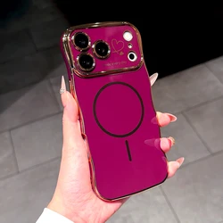 Luxury Plating Soft TPU Cover Case with MagSafe Charging Compatibility - iPhone 12 Pro Max (Wine Red)