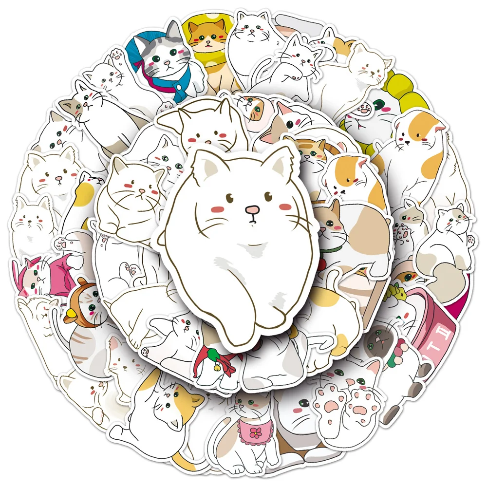 

10/30/50PCS Cute Cat Graffiti Sticker Cartoon Animal Creative Sticker DeskComputer Refrigerator Car Waterproof Sticker Wholesale