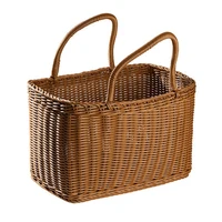 Home Shopping Basket Hand Vegetable Basket Decorative Woven Basket Flower Arrangement Basket Imitating Rattan Picnic Bag 1