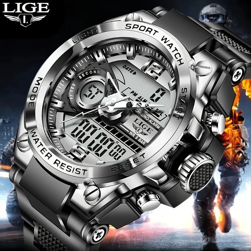 

LIGE Men Digital Military Waterproof Watch Wrist Watches for Men Automatic Mens Watches Top Brand Luxury Vintage Pilot Watch