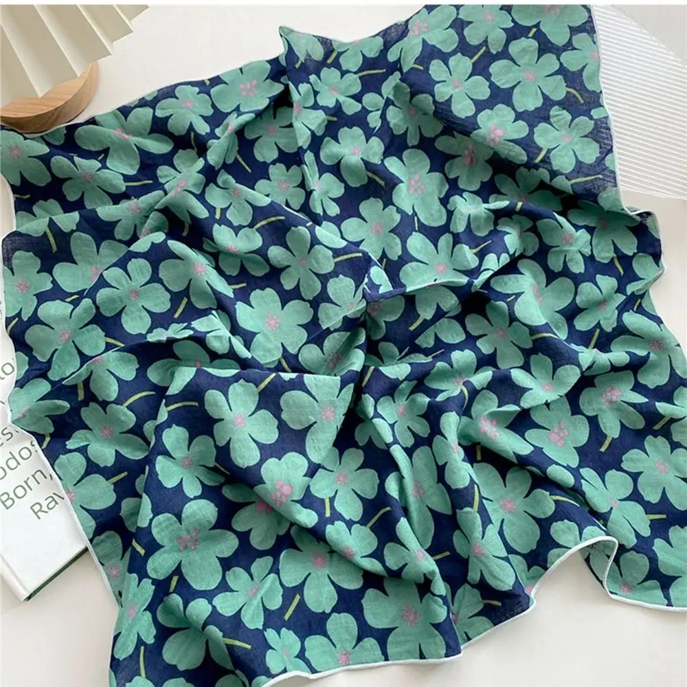 Flower Headband Cotton Linen Square Scarf Pastoral Style Head Scarf Floral Kerchief Collocation Clothing Accessories Neckerchief 3