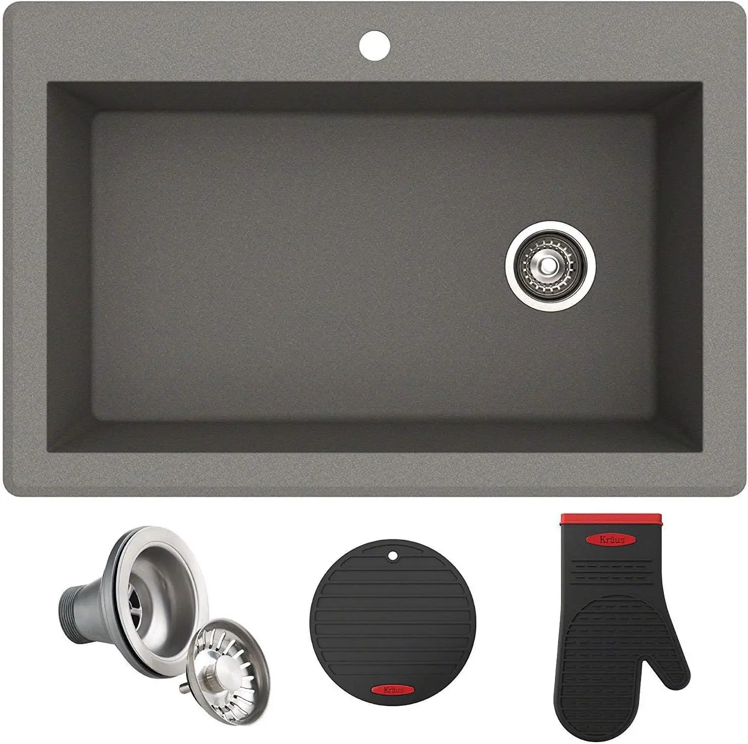 33-inch Drop In/Undermount Single Bowl Granite Kitchen Sink in Grey Product Dimensions	22"D x 33"W x 9.63"H 2