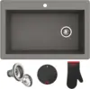 33-inch Drop In/Undermount Single Bowl Granite Kitchen Sink in Grey Product Dimensions	22"D x 33"W x 9.63"H 2