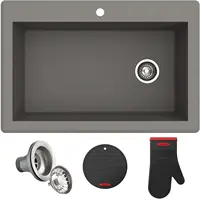 33-inch Drop In/Undermount Single Bowl Granite Kitchen Sink in Grey Product Dimensions	22"D x 33"W x 9.63"H 2