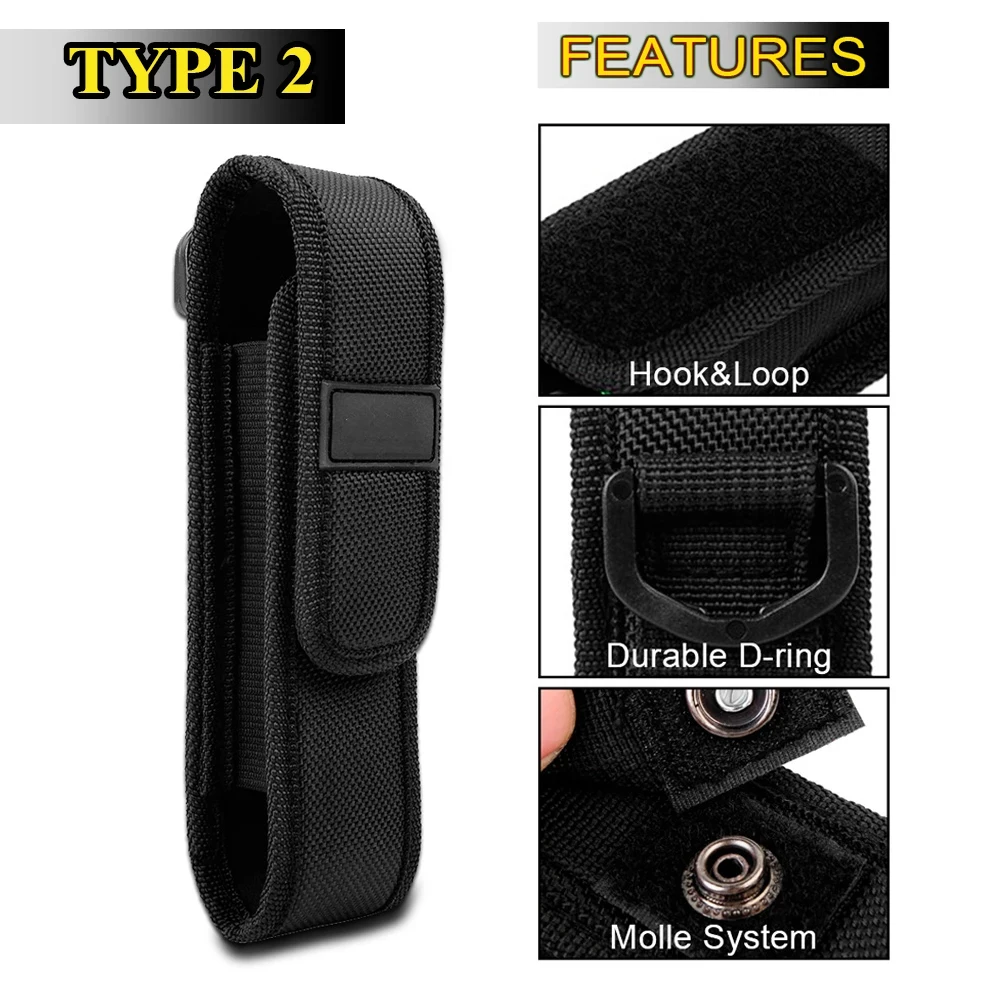 Tactical Flashlight Case Belt Pouch Molle 1000D Nylon Cover for Tactical Lamp Holder LED Torch Holster EDC Tool Fanny Pack 3