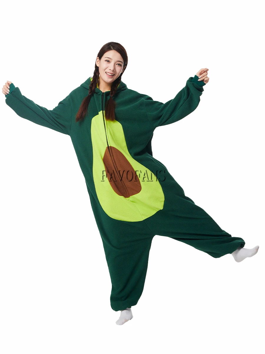 Kigurumi Onesie Avocado Pajamas Adult Women Men Cute Animal Fruit Pyjamas Homewear Halloween Cosplay Party Costume