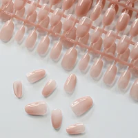 150Pcs Gradient Nude Short Almond Fake Nails XS/S/M Size Glossy Full Cover Press On Nail French False Fingertips for Women Daily 3