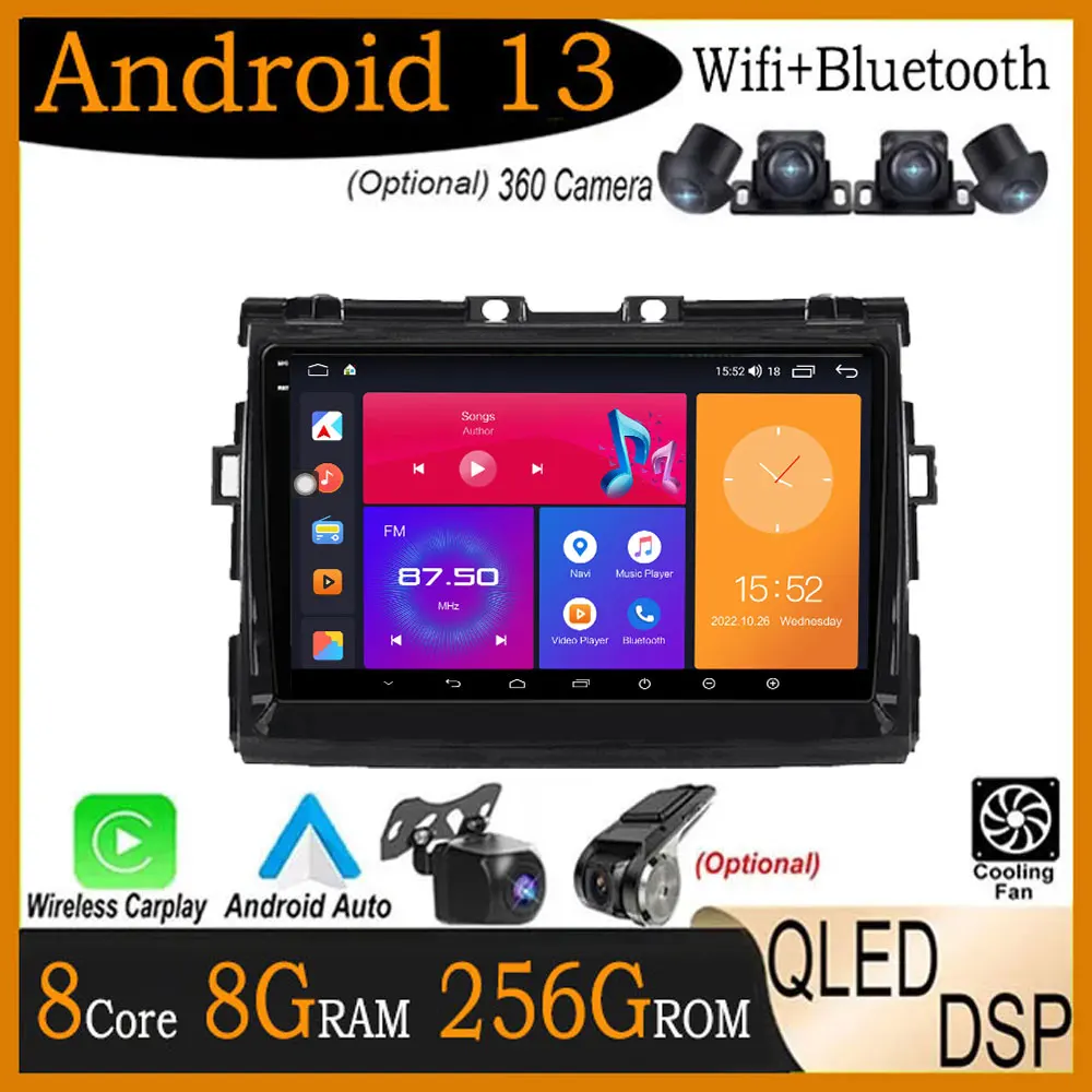 

9" QLED Screen Android 13 For Toyota Estima Previa Tarago Auto Radio Stereo Multimedia Video Navigation Gps Carplay DSP Wifi BT