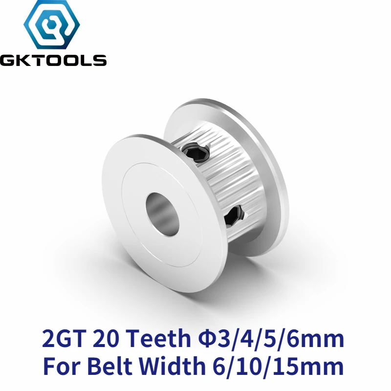 GKTOOLS GT2 20 Teeth Tooth Timing Pulley Bore 3/4/5/6/6.35/8mm for 6mm/10mm timing Belt Used In Linear 3D Printer Parts 3d printer accessories timing belt pulley timing pulley