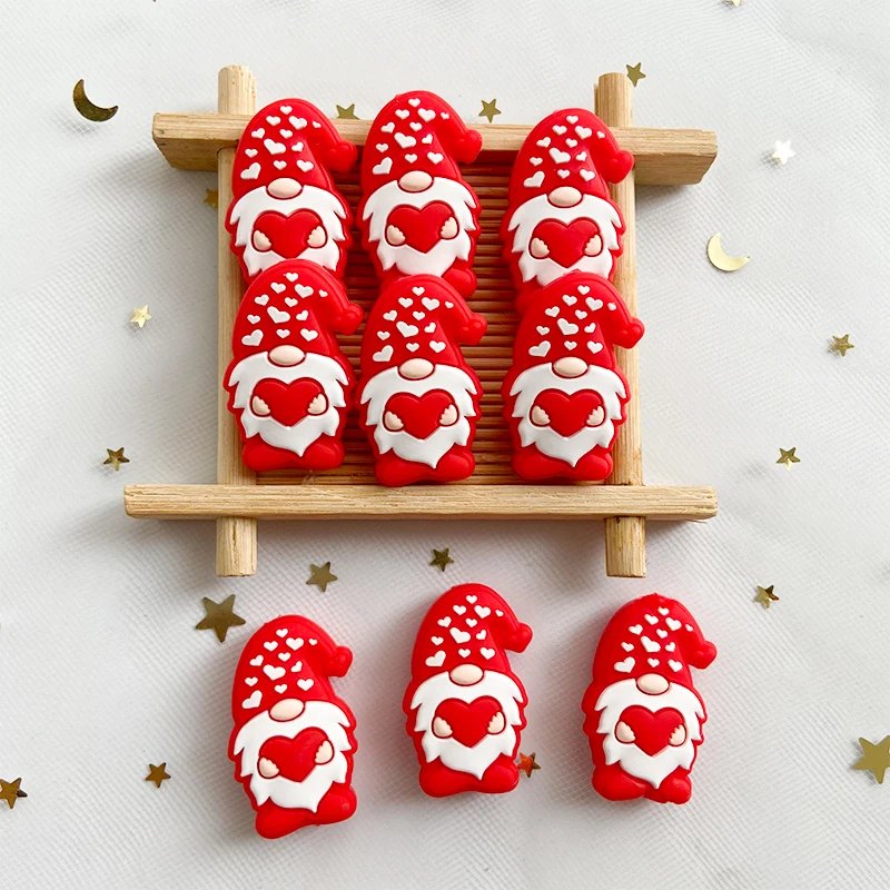 10pcs New Baby Silicone Valentine Beads Food Grade Chewing Teeth Beads DIY Pacifier Necklace Accessories