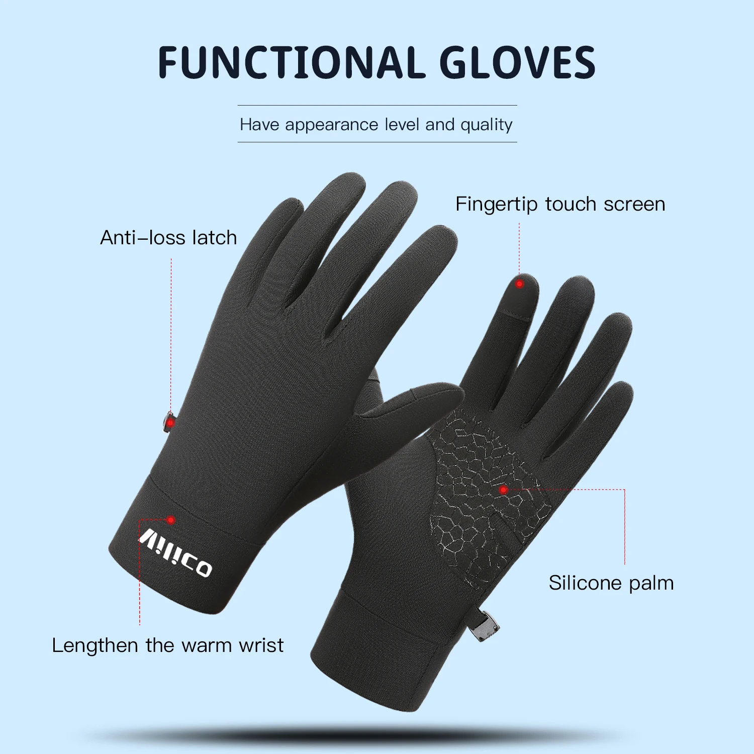Parent Child Autumn And Winter Children'S Sports Running Cycling Touch Screen Warm Gloves With Fleece Anti Cold Cycling Gloves