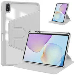 Acrylic Smart Rotating Stand Tablet Case with Pen Slot for MatePad 11.5 2025 (Grey)