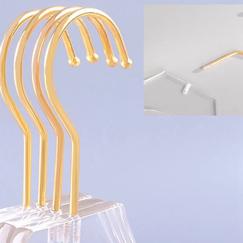 AFBC 25 Pcs Clear Acrylic Clothes Hanger With Gold Hook, Transparent Shirts Dress Hanger With Notches For Lady Kids L