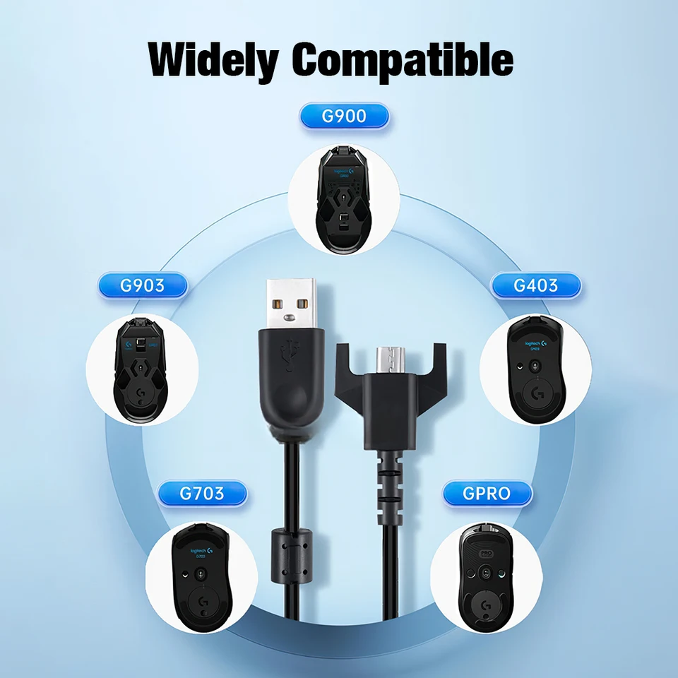 NoirVogel USB Charging Cable (6 Feet), Braided Nylon, For Logitech G403 - View #2