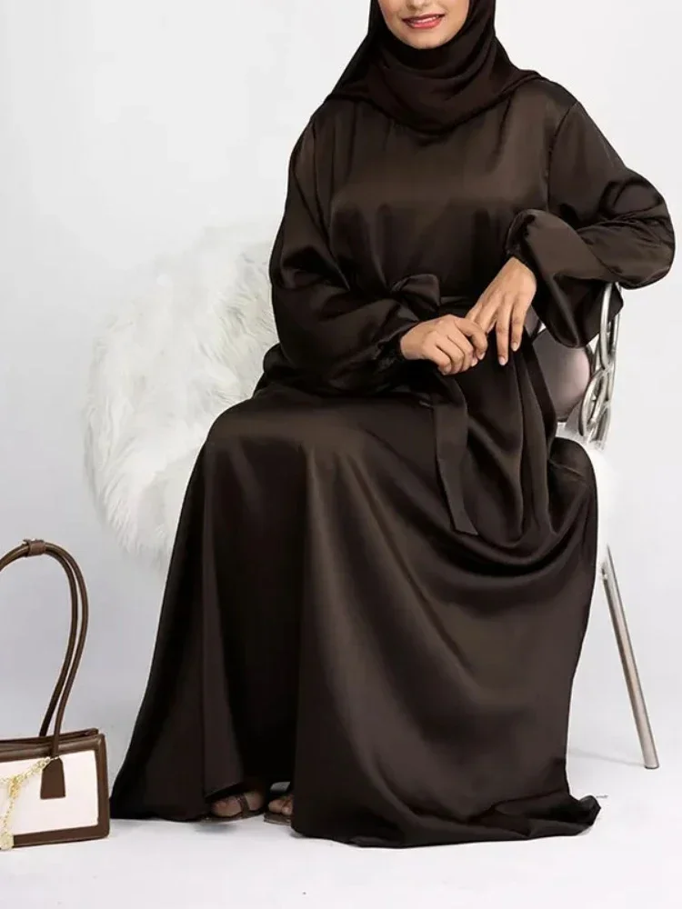 

Ramadan Satin Abaya Closed Hijab Dress Turkey Muslim Plain Basic Abayas for Women Dubai Long Dresses Islamic Clothes Kaftan Robe