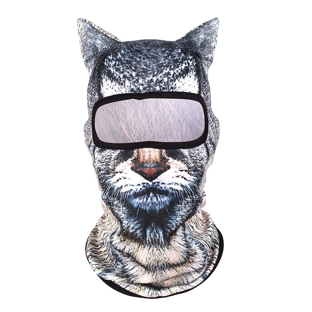 3D Cat Dog Cute Animal Print Balaclava Motorcycle Motocross Biker Head Cover Ski Snowboard Mask Helmet Hood Cap Cycling Headgear