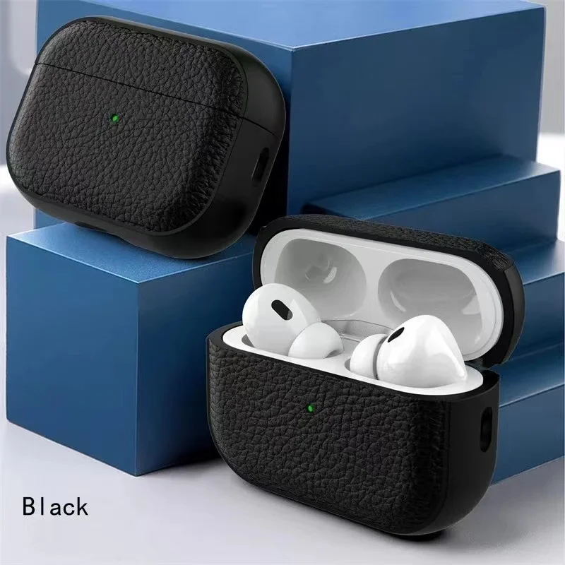 غلاف حماية جلدي ليتشي فاخر لأجهزة AirPods Pro 1/2...