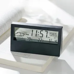 Digital Thermo - Hygrometer with Transparent Display and Electronic Clock (Black)