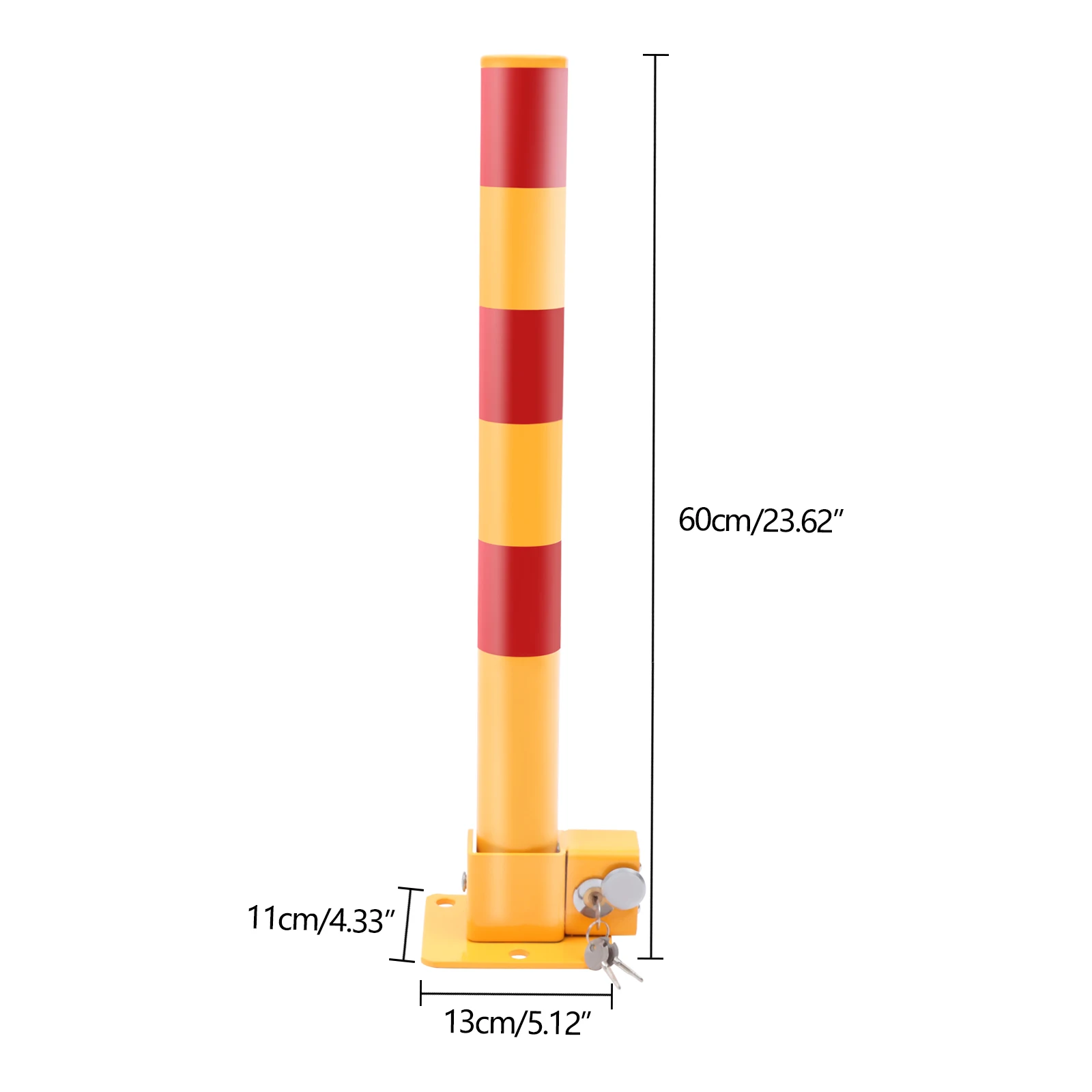 Heavy Duty Safety Bollard, Q195 Iron, Reflective Parking Post with Automatic Locking for Private Spaces